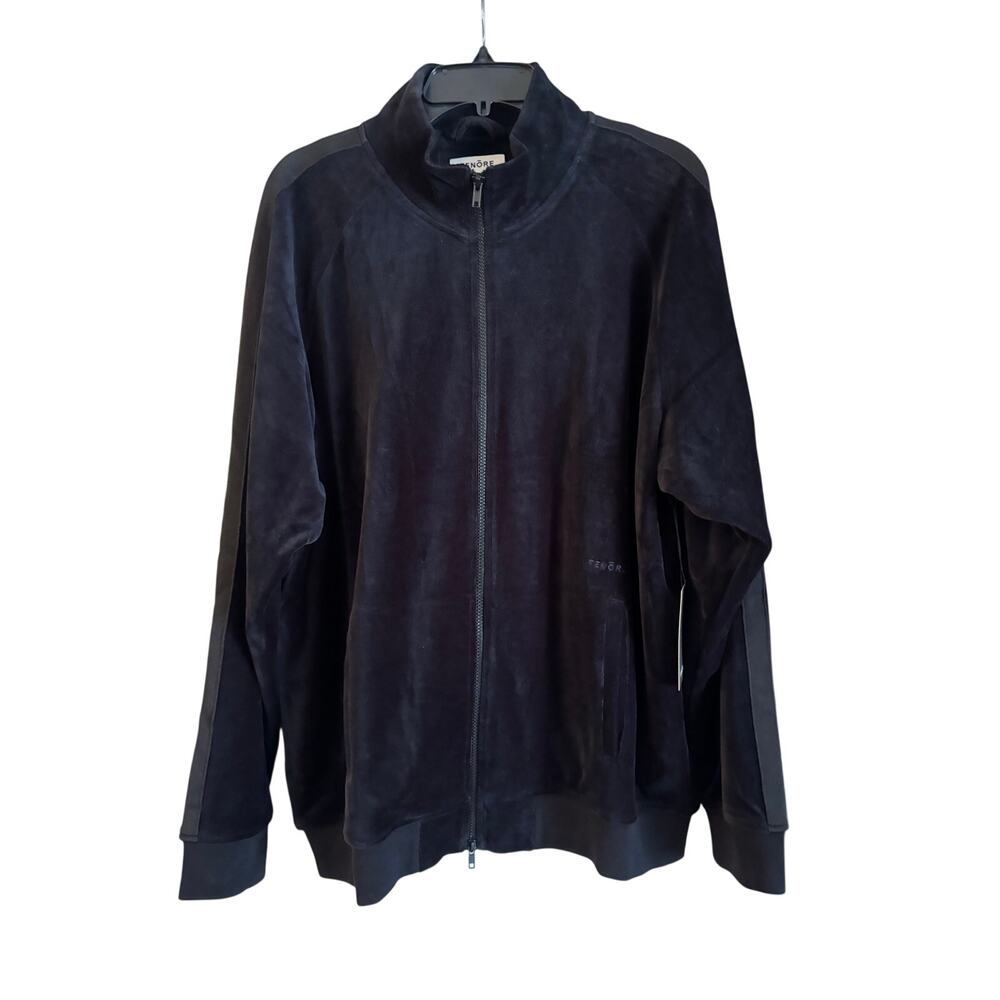 Tenore Men’s Velour Track Suit Jacket Black Zip Up Pockets Size XL NWT